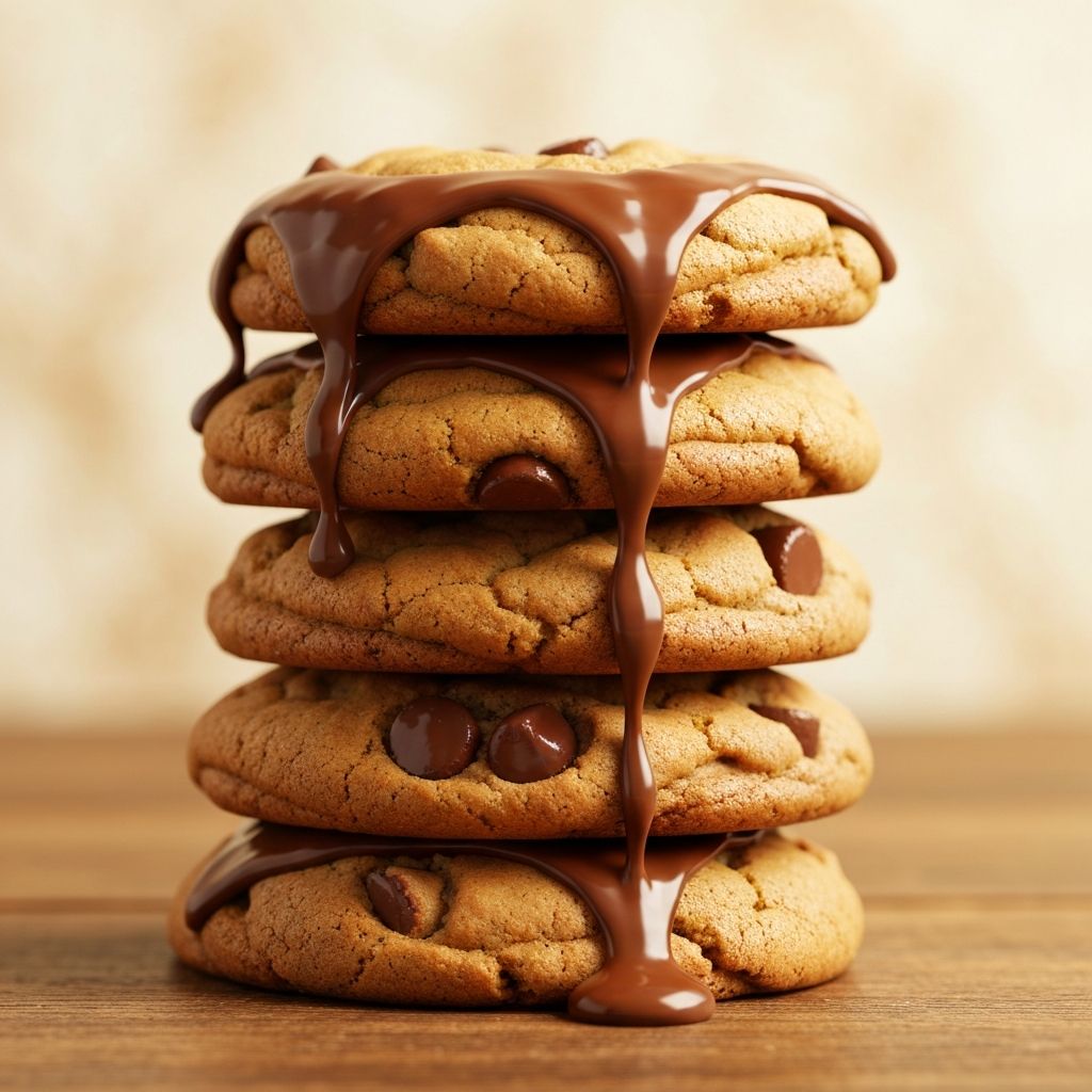 Pilha de Cookies Deliciosos com Chocolate Derretido